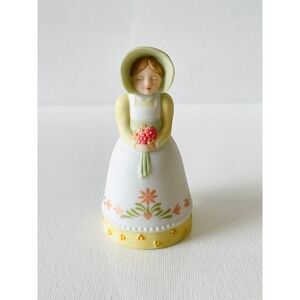 Vintage 1985 Avon Porcelain Lady Bell Figurine Hand Painted Home Decor 3.2"